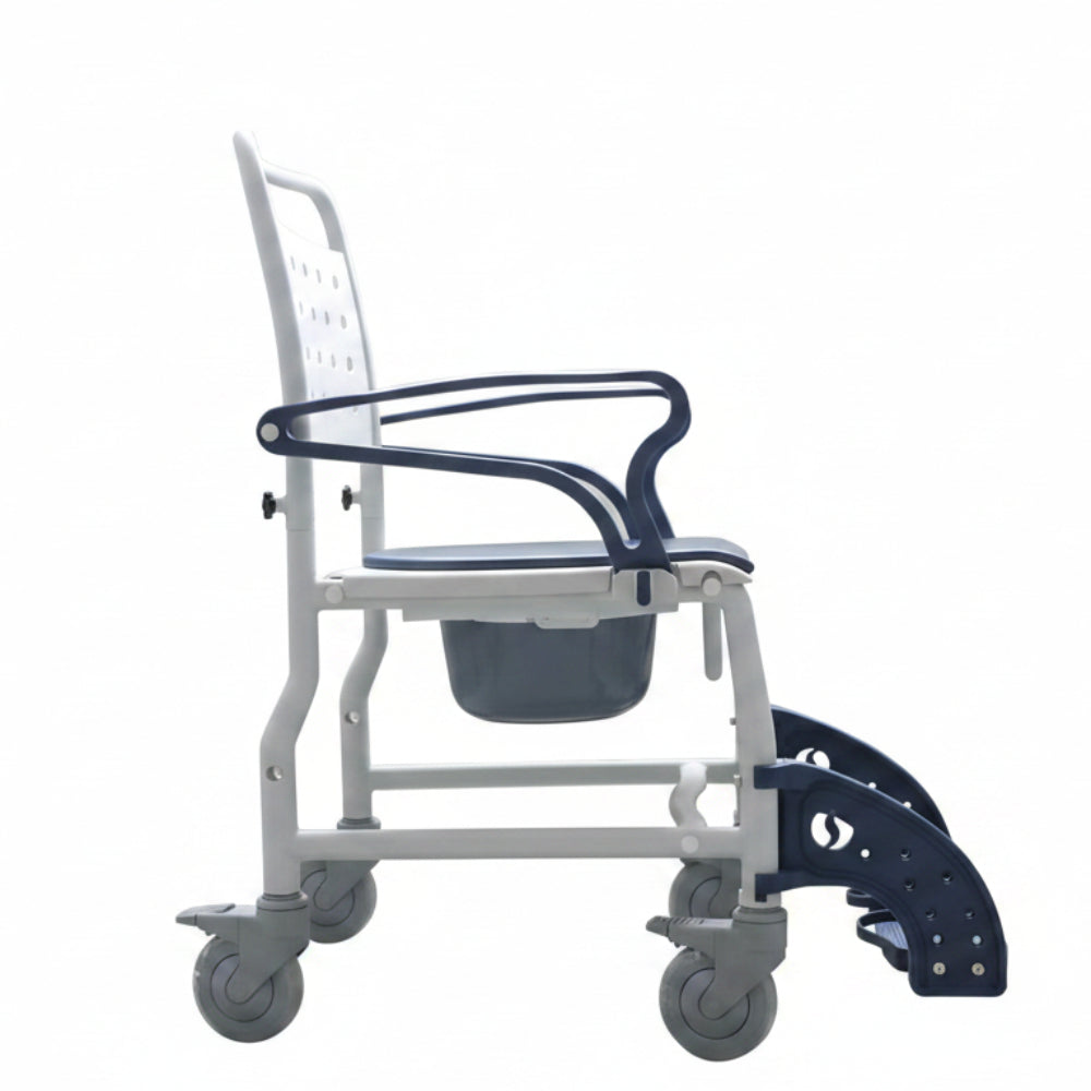 3-in-1 Shower Commode Wheelchair by MOBB – Rust-Free Water-Resistant Chair for Bathroom Use – Care Made